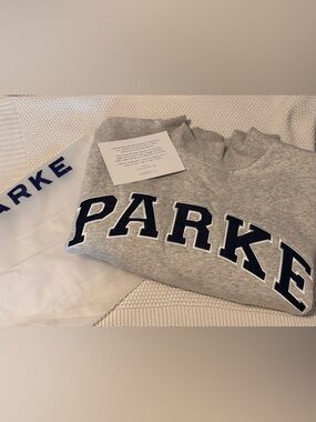 Parke Heather Gray Crewneck Sweatshirt with Navy Appliqué